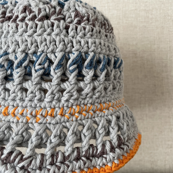 cotton crochet hat -シチガツ　かぎ針編み　帽子　バケットハット 3枚目の画像