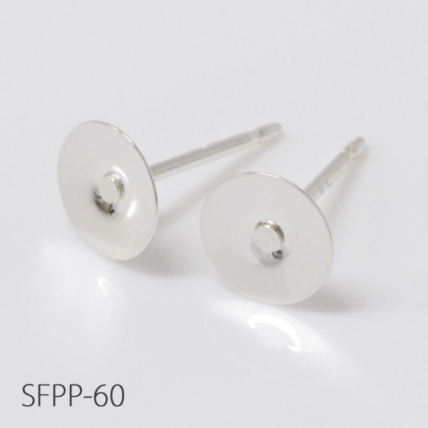 【10ペア入り】シルバー925 平皿ピアスポスト 皿6mm SFPP-60