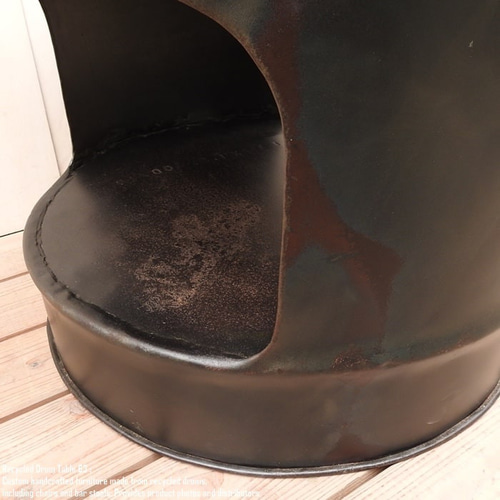 ドラム缶　マットブラックテーブル ドラム缶をリメイクしたテーブル 63cm ラウンド 黒 ブラック