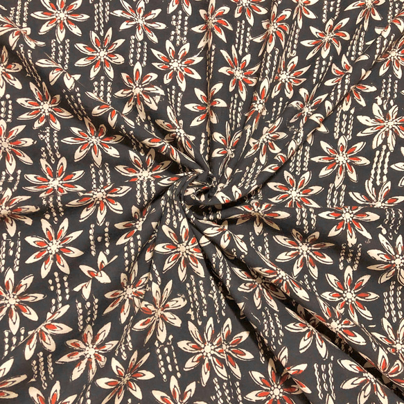 【50cm增量】黑色Kinari日本圖案Bagloo染色印度手工版畫布料棉質 第1張的照片