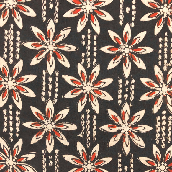 【50cm增量】黑色Kinari日本圖案Bagloo染色印度手工版畫布料棉質 第2張的照片