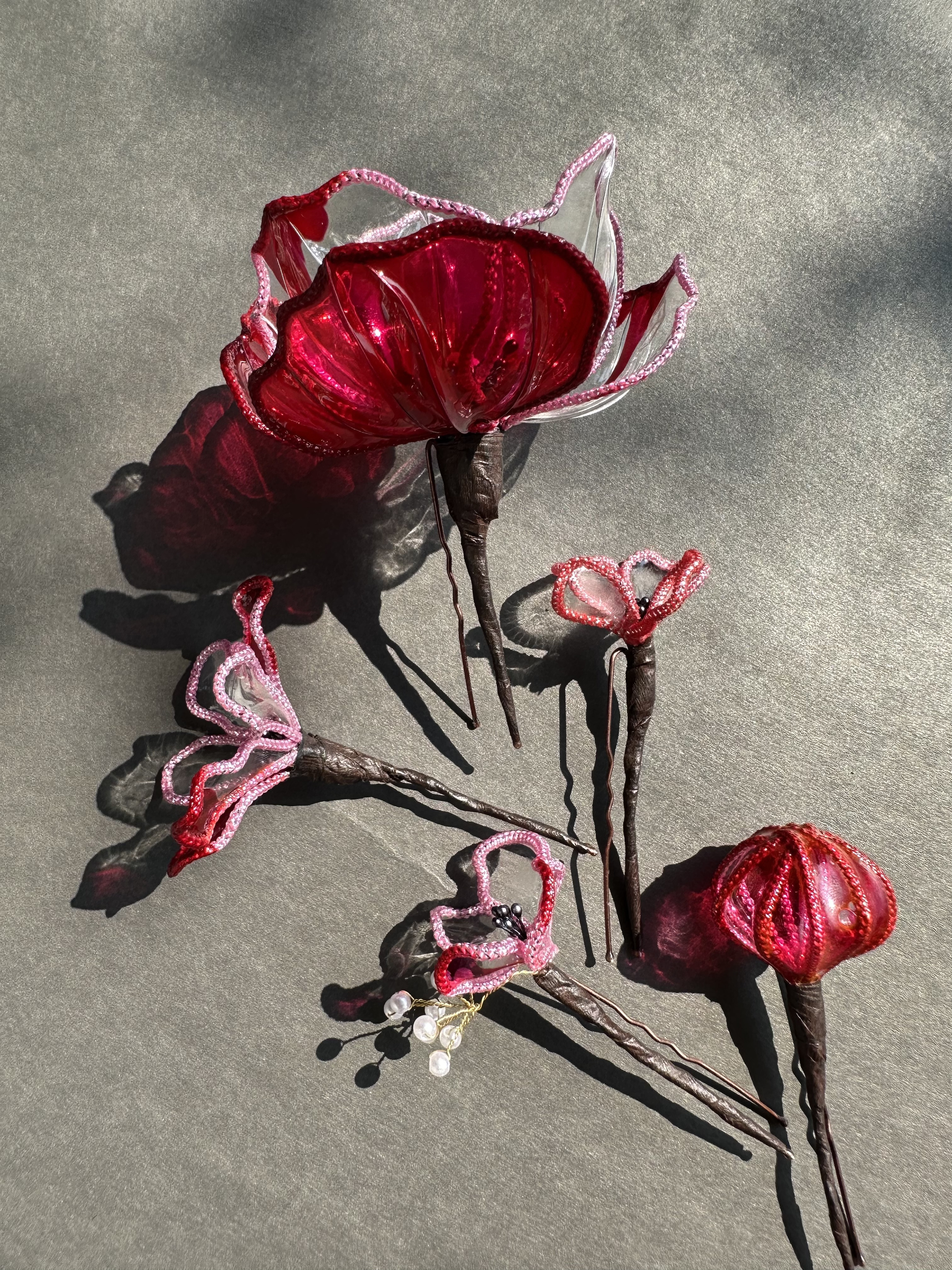 アメリカンフラワー　5点赤　red