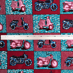 【110cm×90㎝】アフリカンプリント生地／アフリカ布／水通し済み／Motorbikes 5枚目の画像