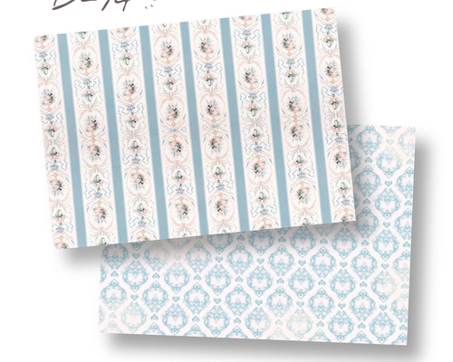 両面デザインペーパー〉antique Blue〈10枚〉再販 包装紙