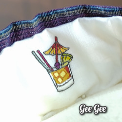 麻混  手刺繍半襟  トロピカル・フラガール  衣紋にカクテル 6枚目の画像