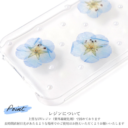 ネモフィラ 押し花 全機種対応 マーガレット 花 クリアケース
