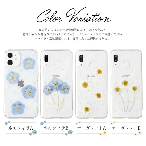 ネモフィラ 押し花 全機種対応 マーガレット 花 クリアケース