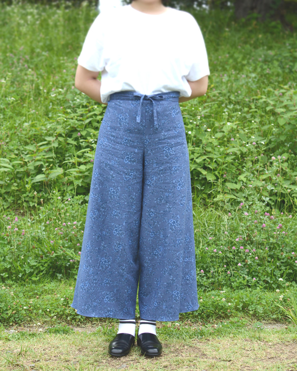 受注生産/ネイビー】レーヨンリネンラップパンツ☆他にはない