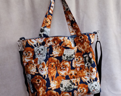 えっこ様 可愛いわんこ トートバッグ 小物入れ オーダー受付中黒帯