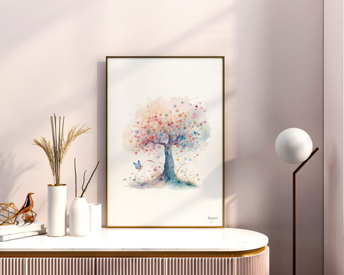 インテリア　アート　絵画　A4 　作家作品 10年保証 絵画 版画 四季花 北山歩生 手彩仕上 高精細巧芸画 F8