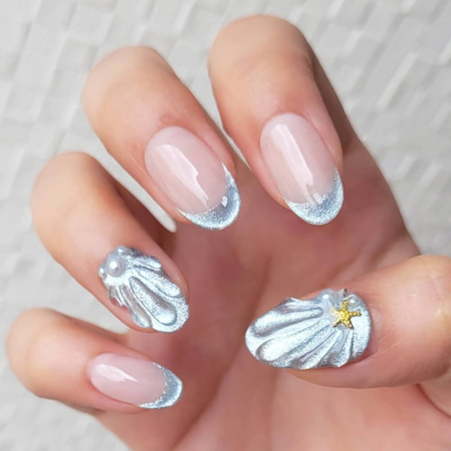 涼し気ネイル ⋆ マグネットマーメイドネイル ネイルチップ（つけ爪