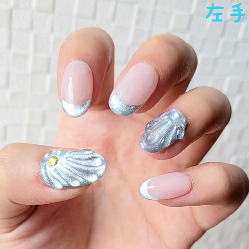 涼し気ネイル ⋆ マグネットマーメイドネイル ネイルチップ（つけ爪