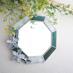 ミモザの八角形の鏡 (20size/max21） ステンドグラス ドレッサー