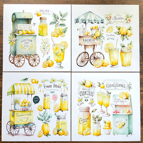 コラージュ素材 レモネードスタンド セルフカット【EP39】 メモ帳