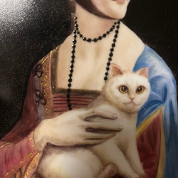 白猫を抱く貴婦人　手描きの絵皿　レオナルド・ダ・ヴィンチ 4枚目の画像