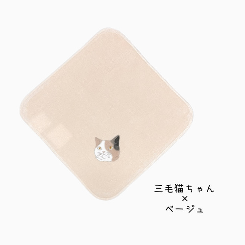 1000円OFF/限定3名様】猫ちゃんのワンポイントワッペン2枚・ハンカチ2