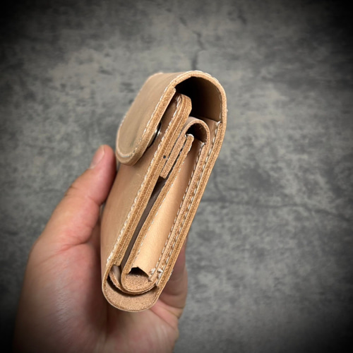 総手縫い ミドルウォレット 財布 フルレザー 本革 牛革 ヌメ革 革財布 経年変化を楽しむ ミドルウォレット 総手縫い 財布 フルレザー