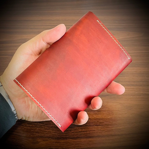 経年変化を楽しむ ミドルウォレット 総手縫い 三つ折り 財布