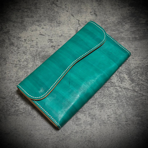 総手縫い フラップ 長財布 フルレザー 本革 牛革 ヌメ革 革財布