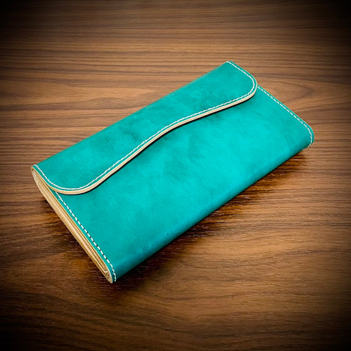 経年変化を楽しむ フラップ式 長財布 総手縫い 財布 フルレザー 大容量