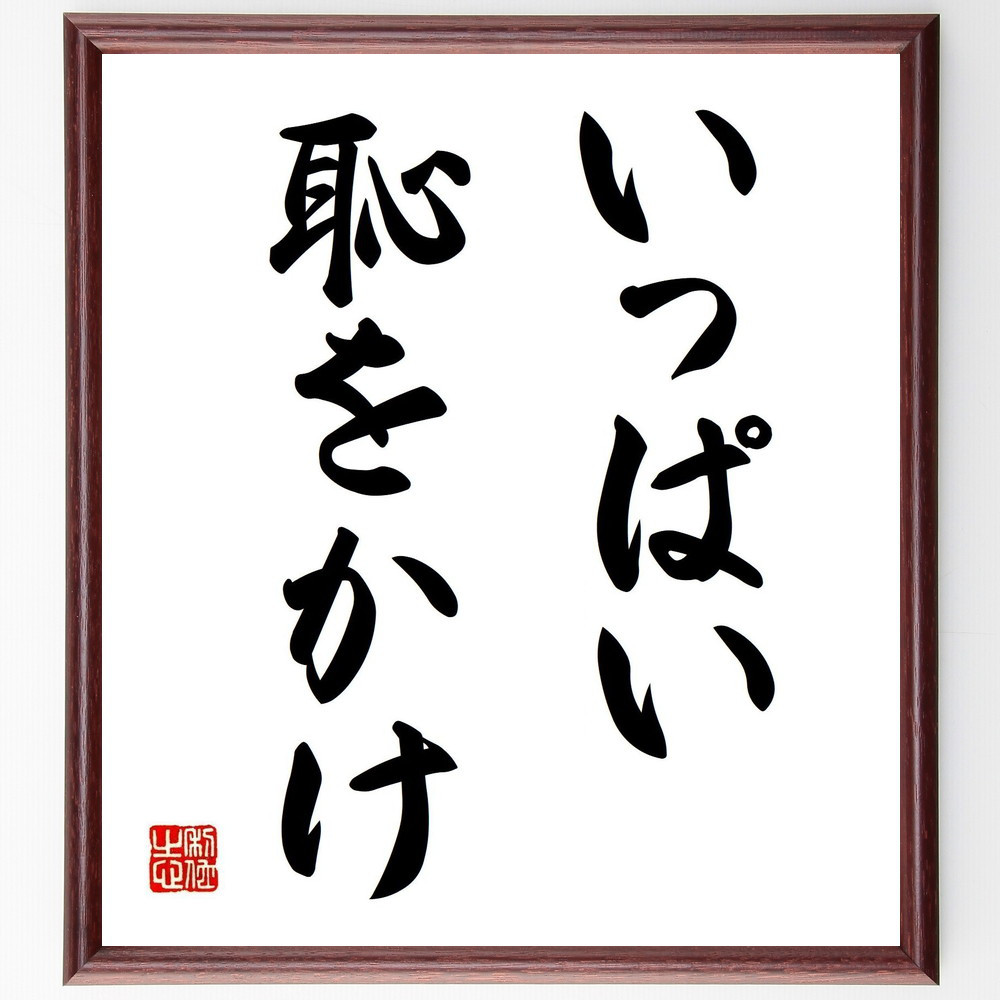 名言「いっぱい恥をかけ」手書き書道色紙額／受注後の毛筆直筆（V2732）