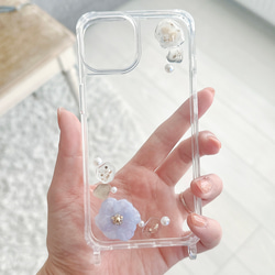 ୨୧iPhone15シリーズ対応୨୧ ⋆*❁Nuance Flower【紫陽花。】スマホショルダー　スマホケース 18枚目の画像