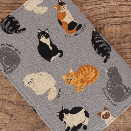 文庫本】ゴムバンド栞付ブックカバー 手帳カバー☆猫 ねこ 図鑑