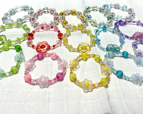 子ども向け＊ビーズブレスレット・3本セット(青系) ブレスレット 青星