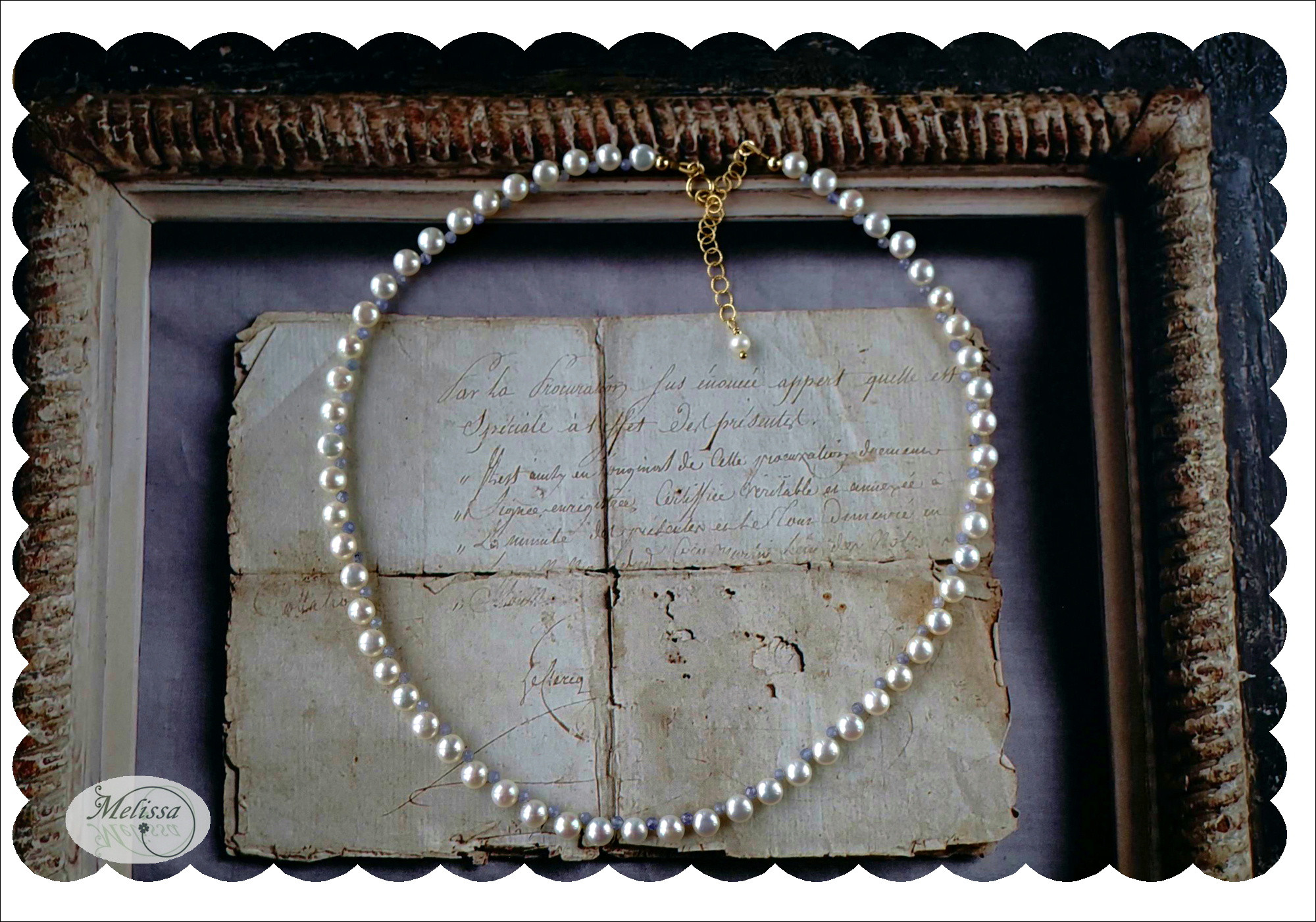 淡水コインパールとタンザナイトのネックレス