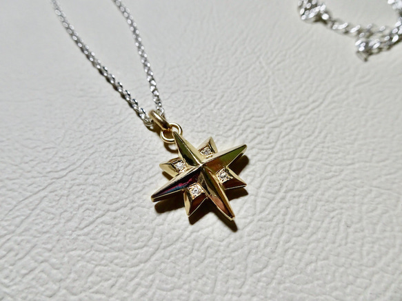 仁尾彫金『ゴールドギャラクシーダイヤペンダント』ハンドメイド201 