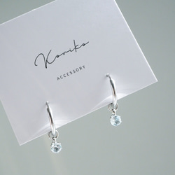 アクアマリンのフープピアス/イヤリング 7月誕生石 サージカルステンレス　金属アレルギー対応　ゴールド　シルバー　天然石 8枚目の画像