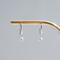 アクアマリンのフープピアス/イヤリング 7月誕生石 サージカルステンレス　金属アレルギー対応　ゴールド　シルバー　天然石 1枚目の画像