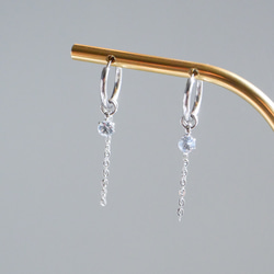 アクアマリンのフープピアス/イヤリング 7月誕生石 サージカルステンレス　金属アレルギー対応　ゴールド　シルバー　天然石 7枚目の画像