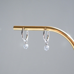 アクアマリンのフープピアス/イヤリング 7月誕生石 サージカルステンレス　金属アレルギー対応　ゴールド　シルバー　天然石 5枚目の画像