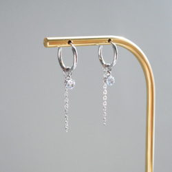 アクアマリンのフープピアス/イヤリング 7月誕生石 サージカルステンレス　金属アレルギー対応　ゴールド　シルバー　天然石 6枚目の画像