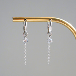 アクアマリンのフープピアス/イヤリング 7月誕生石 サージカルステンレス　金属アレルギー対応　ゴールド　シルバー　天然石 3枚目の画像