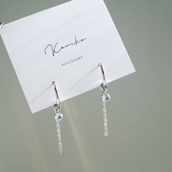 アクアマリンのフープピアス/イヤリング 7月誕生石 サージカルステンレス　金属アレルギー対応　ゴールド　シルバー　天然石 9枚目の画像