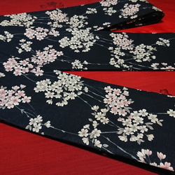 創作帯☆角帯 リバーシブル 桜模様 巾約11cm 6枚目の画像