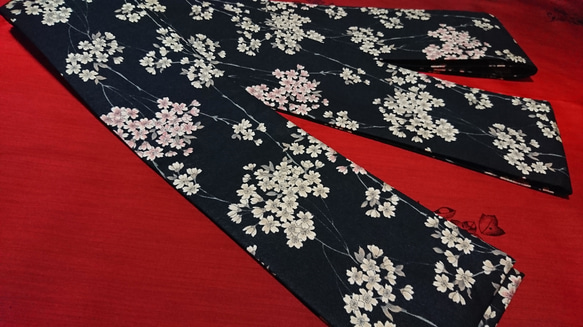 創作帯☆角帯 リバーシブル 桜模様 巾約11cm 3枚目の画像