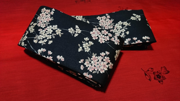 創作帯☆角帯 リバーシブル 桜模様 巾約11cm 4枚目の画像
