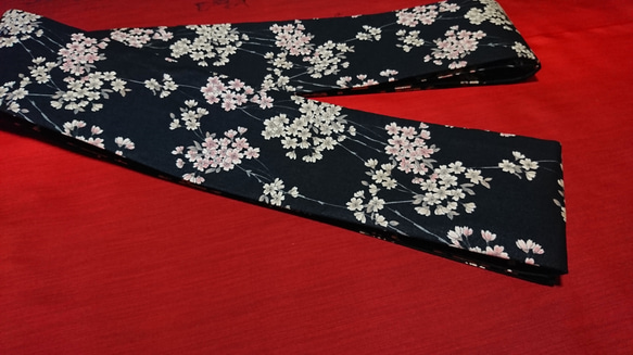 創作帯☆角帯 リバーシブル 桜模様 巾約11cm 5枚目の画像