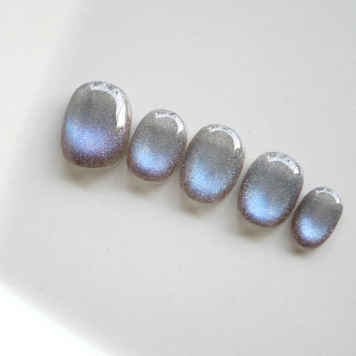 奥行きブルーのうるうるマグネットネイル◇ネイルチップ【casual-No.32  