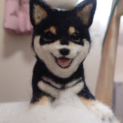 お風呂に入ってる黒柴ちゃん 羊毛フェルト allenkuro48 通販 16152440