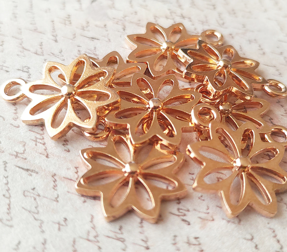 チャーム 8個 花 フラワー オレンジゴールド 合金 チャーム repose  
