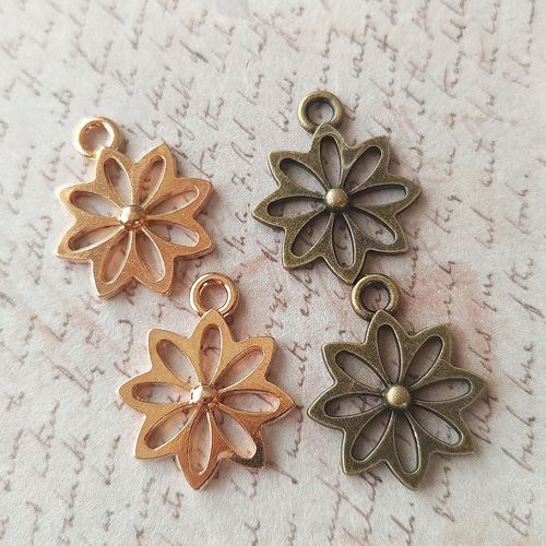 チャーム 8個 花 フラワー オレンジゴールド 合金 チャーム repose  