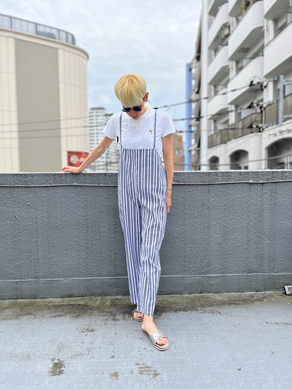 1点物】浴衣風生地 リメイク パッチワーク サロペット 前後着