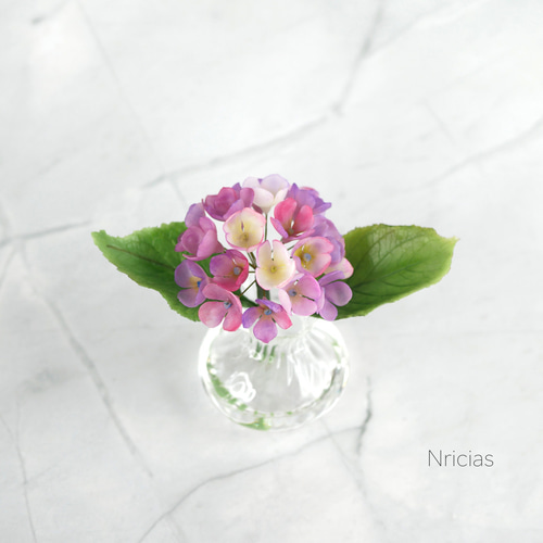 置くだけ♪水替え不要美しい紫の紫陽花✿クレイフラワー 紫NO