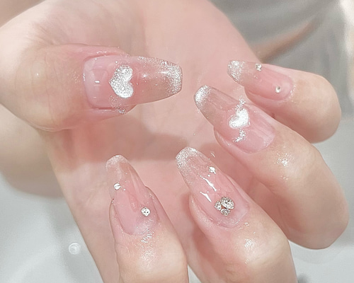 No.44】キラキラちゅるん♡マグネットフレンチ ぷっくりハート No.44】キラキラちゅるん♡マグネットフレンチ ぷっくりハート