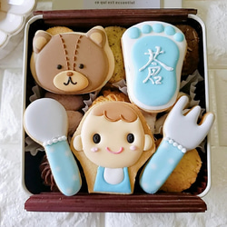 出産祝いクッキー缶(男の子) 2枚目の画像
