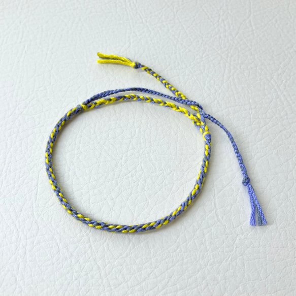 黄色×グレー×薄紫　組紐ミサンガ　ブレスレット　アンクレット 1枚目の画像